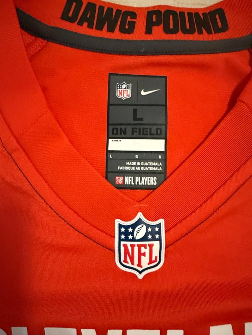 Nike men’s On Field Johnny Manziel Cleveland Browns orange and white Jersey. L - Picture 3 of 4